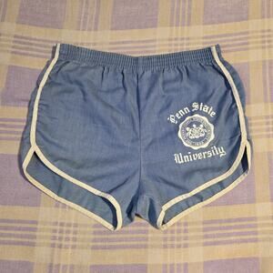 VELVA SHEEN Vintage 70s 80s Penn State University Gym Shorts Blue Pennsylvania